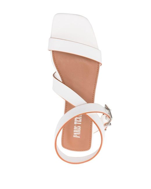Paris Texas White Flat Leather Sandals