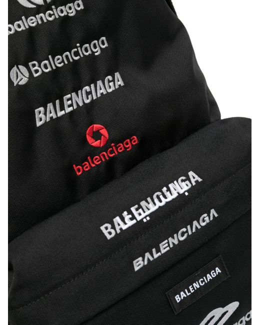 Balenciaga Black Explorer Logo-embroidered Backpack - Men's - Polyester/polyamide for men