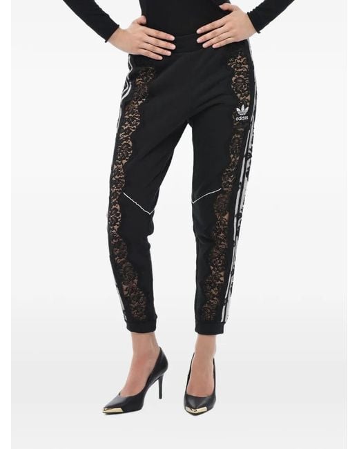 Stella McCartney Black Lace-Trim Side-Stripe Track Trousers