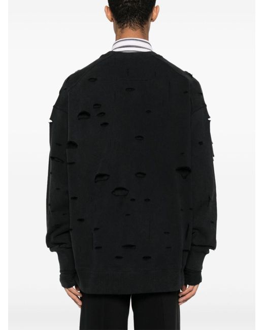 Givenchy Black Logo-print Ripped Sweatshirt for men