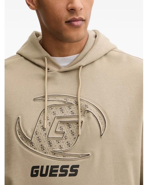 Guess Natural Logo-Print Pouch-Pocket Hoodie for men
