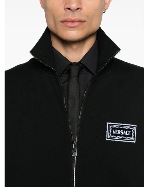 Versace Black Logo-Patch Sweatshirt for men