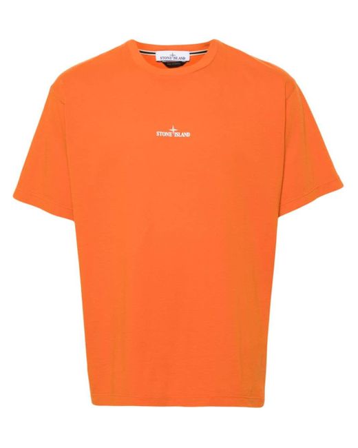 Stone Island T-shirt Met Logoprint in het Orange voor heren