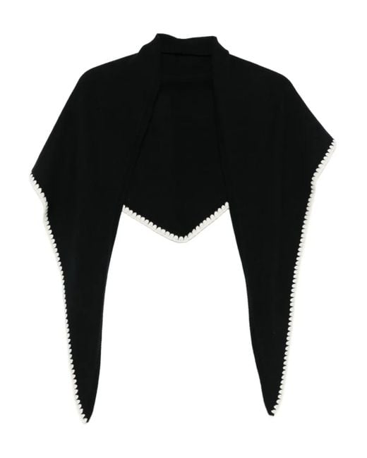 Sandro Black Crochet-Trimmed Scarf