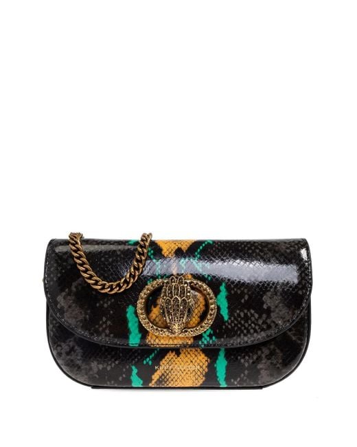 Kurt Geiger Black Kleine Chelsea Umhängetasche mit Schlangen-Print