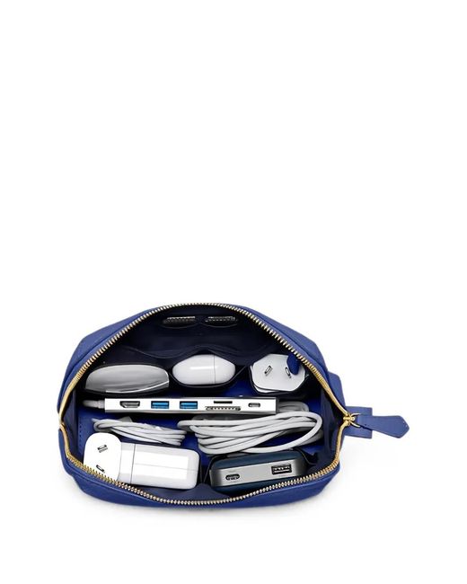 Maison De Sabre Blue The Tech Pouch Pebbled Leather Gadget