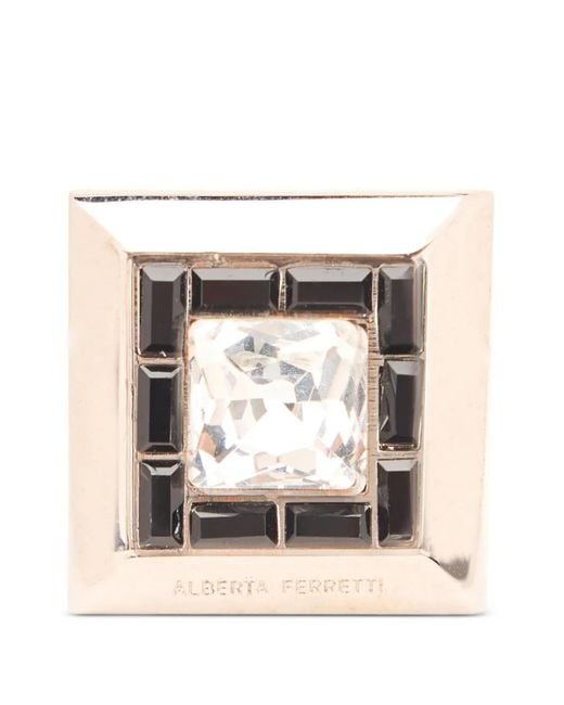 Alberta Ferretti Natural Eckiger Ring Mit Schmucksteinen