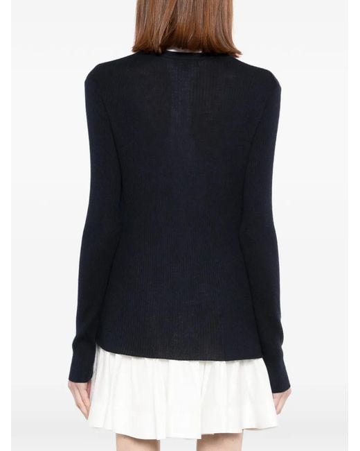 N.Peal Cashmere Black Gerippter Cardigan Mit V-Ausschnitt