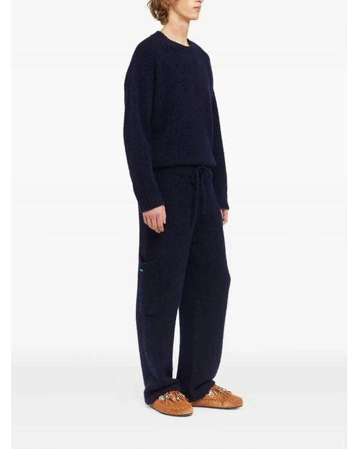 Alanui Blue Patch-Pocket Knitted Trousers for men