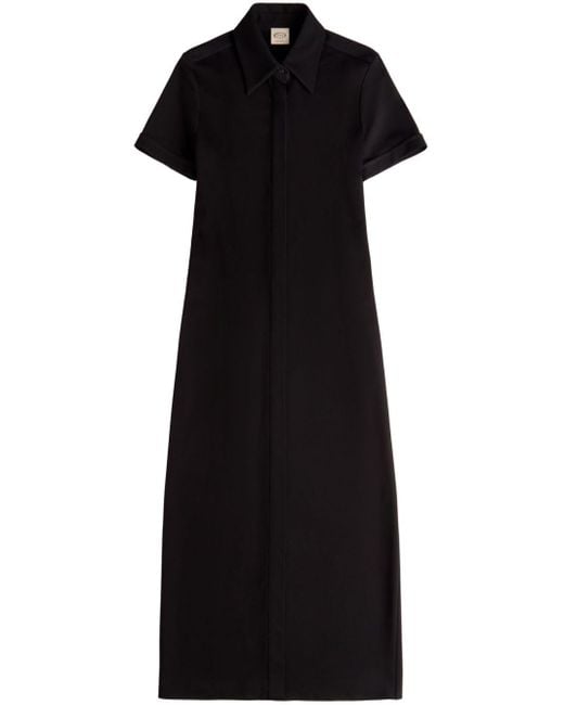 Tod's Black Point-collar Short-sleeve Midi Dress