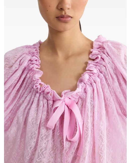 Patou Pink Lace-Detail Blouse