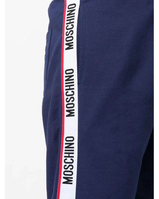 Moschino Blue Logo-Tape Drawstring Lounge Shorts for men