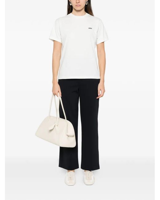 Autry White Solid Crew Neck T-Shirt