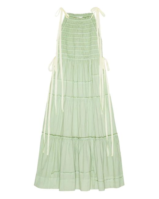 Ganni Green Tiered Dress