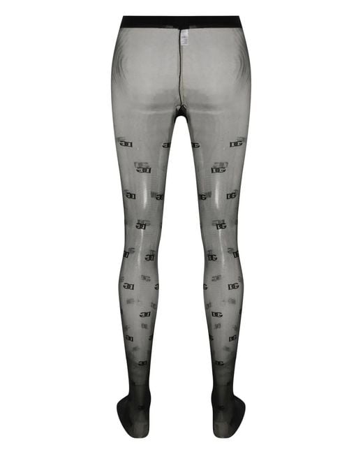 Dolce & Gabbana Gray Dna Monogram-Pattern Tights