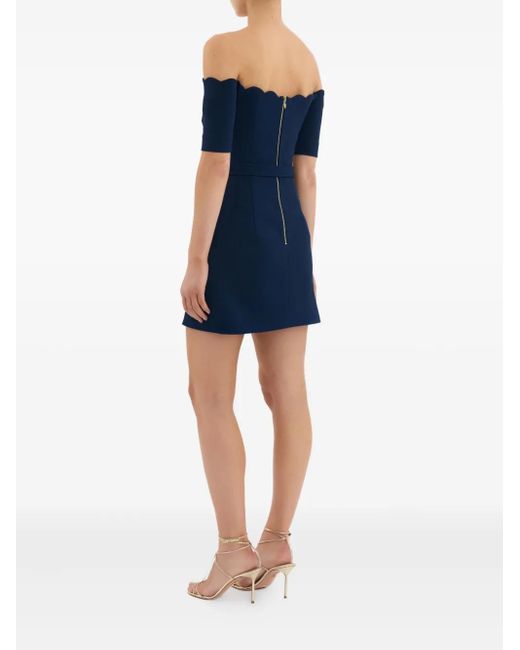 Rebecca Vallance Blue Off Shoulder Belted Dress