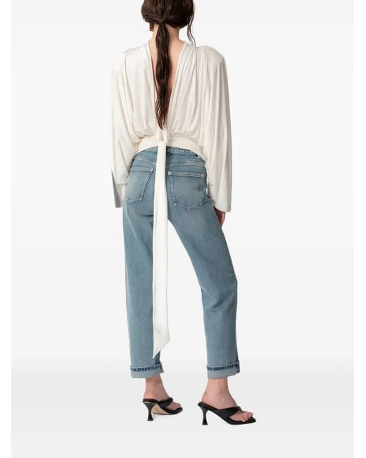 Concepto White Lila Tie-Waist Top
