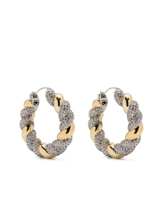 Eddie Borgo Metallic Rtwo-Tone Pave Rope Hoop Earrings
