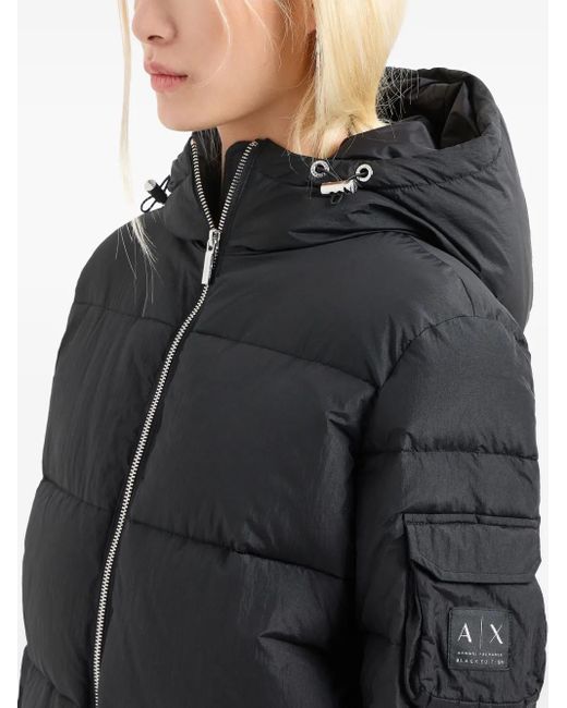 ARMANI EXCHANGE Black Gefütterte Jacke mit Logo-Patch