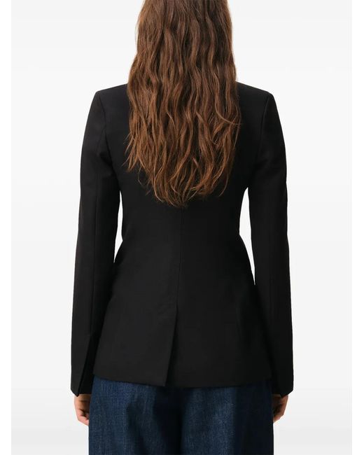 AMI Black New Wool Single Breasted Fitted Jacket