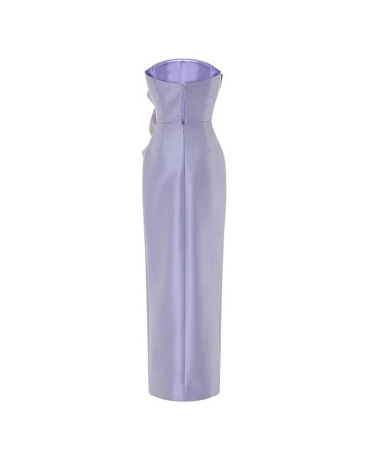 Rami Al Ali Purple Embroidered Strapless Tubino Maxi Dress