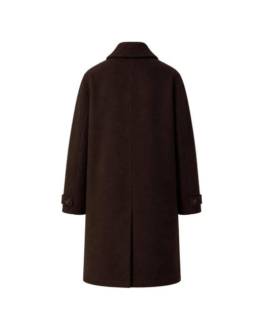 RETORI Brown Detachable Knit-Collar Coat for men