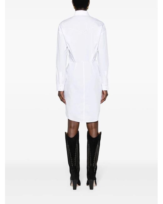 Pinko White Eyelet-Detail Cotton Shirtdress