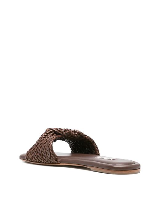 Casadei White Woven Knot Slides
