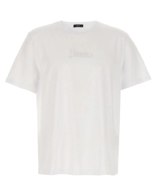 Herno White Embroidery T-Shirt for men