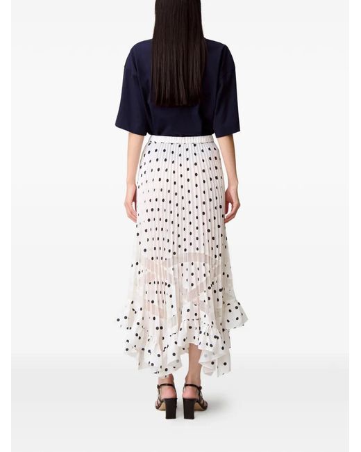 Claudie Pierlot White Polka-Dot Lace Band Midi Skirt