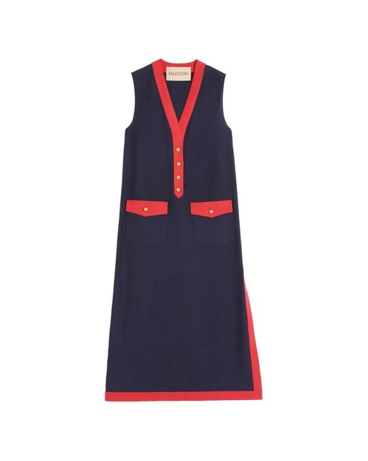 Valentino Garavani Blue Midi Linen Dress