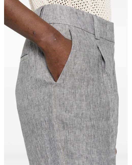Peserico Gray Pleated Cuffed Trousers