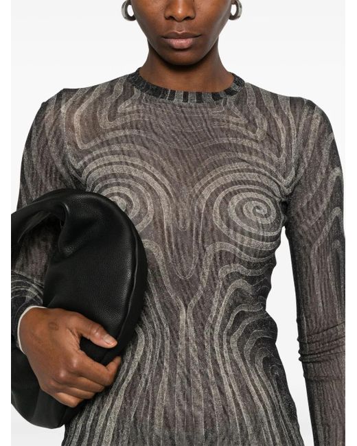 Jean Paul Gaultier プリント メッシュトップ Gray