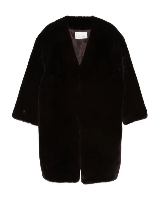 Frankie Shop Black Offener Mantel Aus Faux Fur