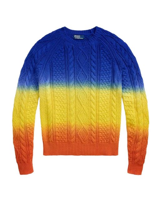 Polo Ralph Lauren Blue Long-Sleeved Gradient Knit Pullover With Logo for men