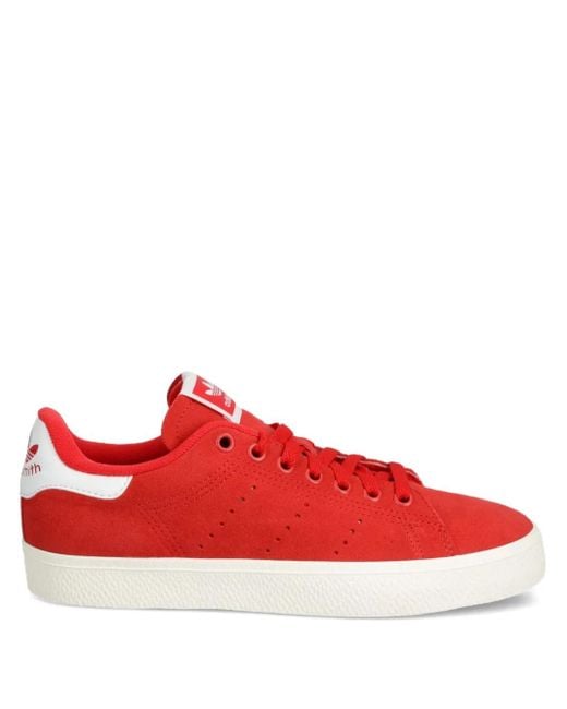 Adidas Red Stan Smith Leather Sneakers