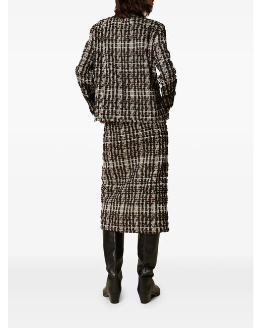Twinset Black Jupe Mi-Longue Myfo À Boutons En Tweed