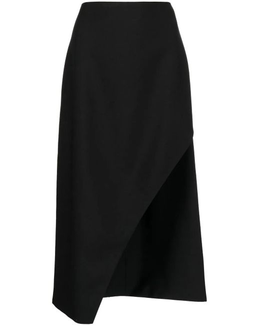 Alexander McQueen Black Midi Skirt With Bold Side Slit