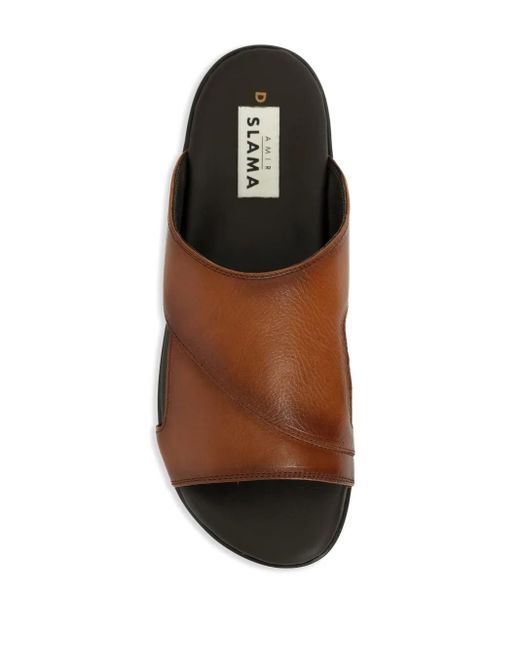 Amir Slama Brown Faux-Leather Slides for men