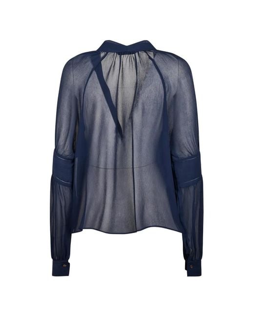 Alberta Ferretti Blue Tie-Neck Top