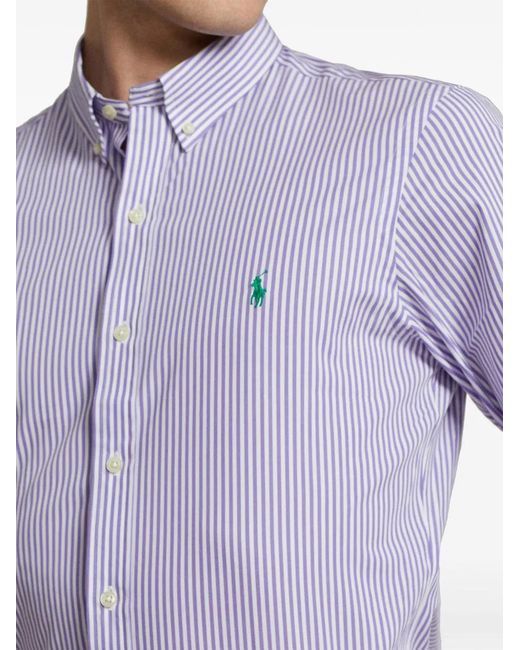 Polo Ralph Lauren Purple Polo Pony-Embroidered Striped Shirt for men