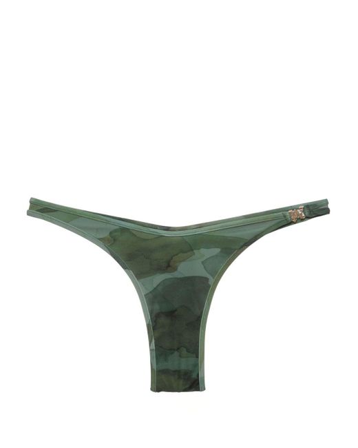 Palm Angels Green Camo-print Bikini Bottoms