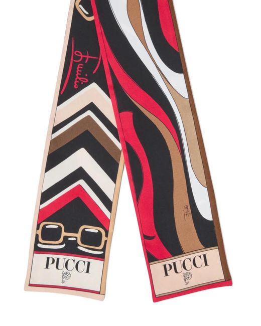 Emilio Pucci White Abstract-Pattern Silk Scarf