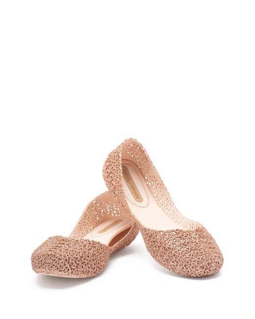 Melissa Pink Glitter-Effect Ballet Flats