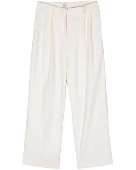 Totême White High-Waist Palazzo Corduroy Trousers