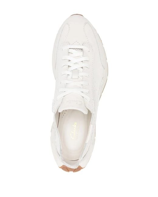 Clarks White Craft Speed Leather Sneakers for men