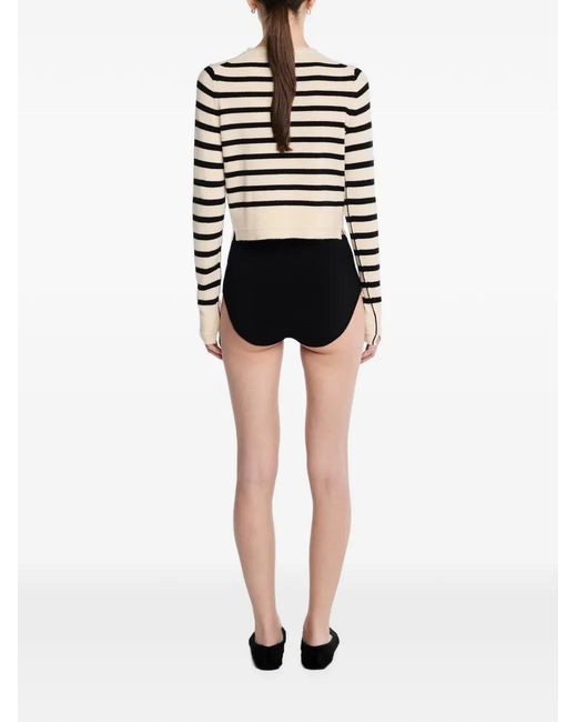 Maria McManus Blue Striped Fringe-Trim Cardigan
