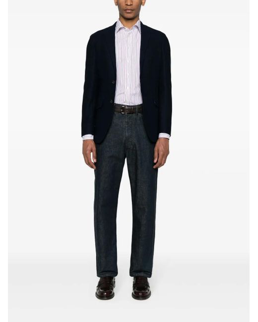 Etro Blue Patterned-Jacquard Single-Breasted Blazer for men