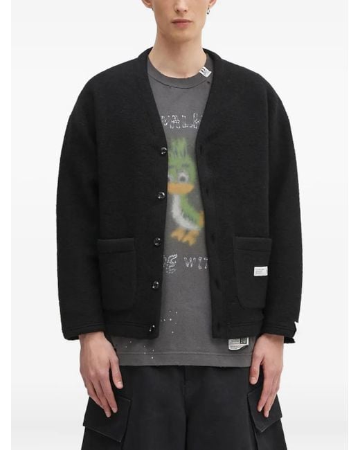 Neighborhood Black Patch-Pocket Cardigan for men