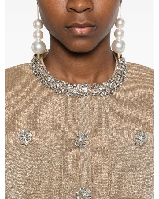 Self-Portrait Natural Crystal-Embellished Jacket